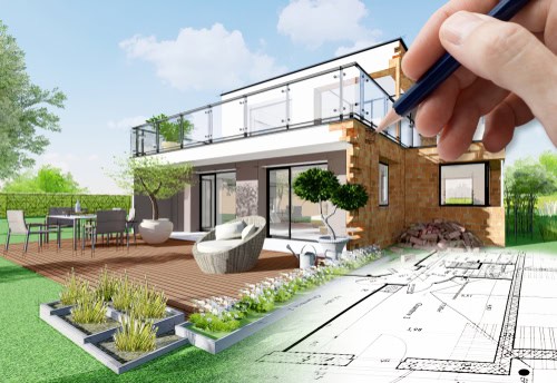 3d Rendering Of A Modern House Under Construction