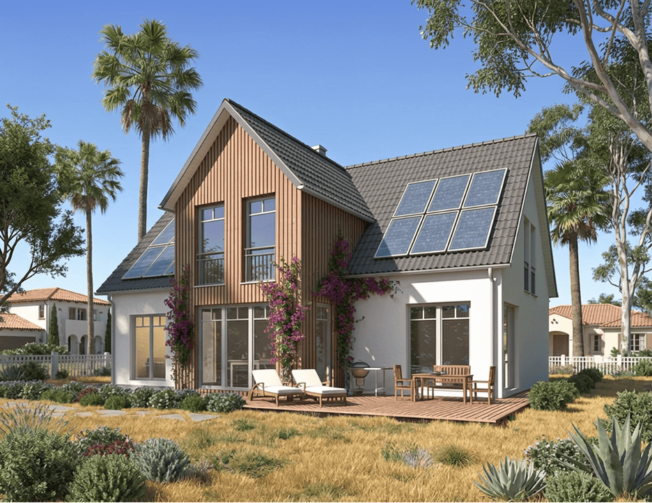 2 storey passive house on la california with soloar roof